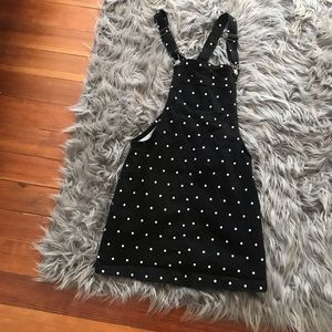 Polka dot pinafore overall dress